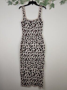 MABLE Size M Animal print Sleeveless Knit Stretch Bodycon Side Slit Dress